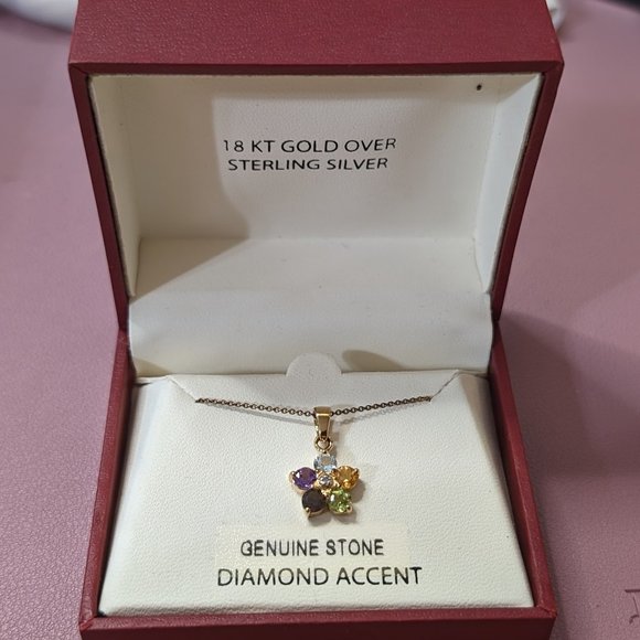 Mini Flower Pendant and Chain - Picture 2 of 4